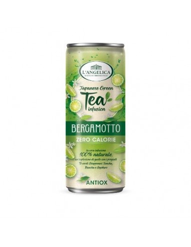 L'ANGELICA JAPANESE GREEN TEA con BERGAMOTTO - ANTIOX - ZERO ZUCCHERI AGGIUNTI 100% NATURALE - LATTINA 240 ml