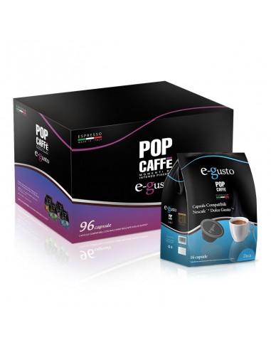 POP CAFFE EGUSTO DECAFFEINATO - Cartone 96 Capsule 6 Astucci da 16 compatibili Dolce Gusto